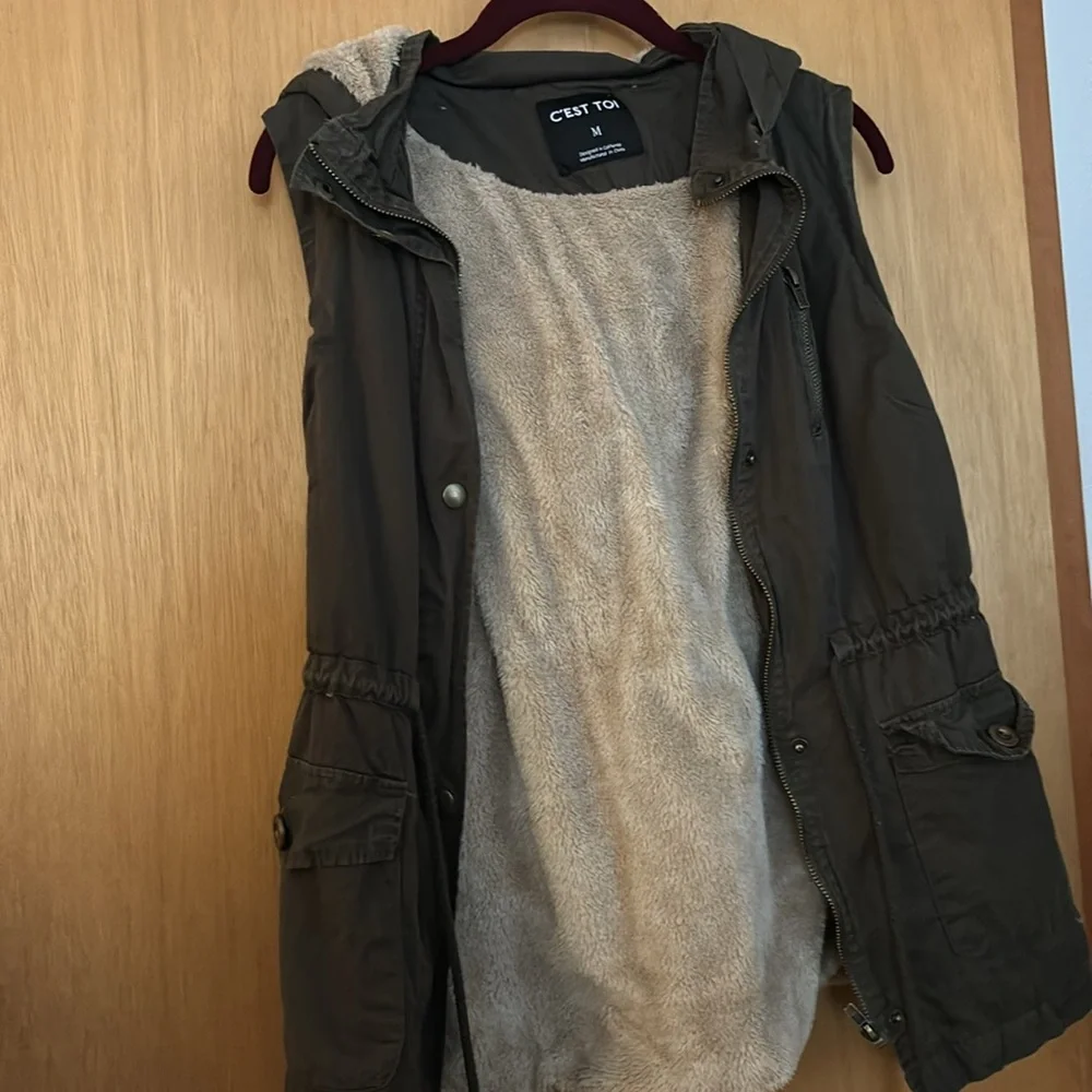 Vegan C’est Toi Fleece Lined Hooded Warm Vest - Picture 5 of 7